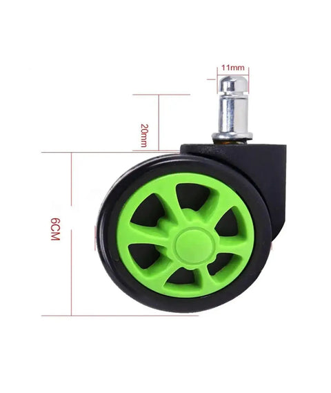 60mm Furniture And Office Chair Casters Set, Light Blue Stem Wheels With Car Wheel Style, replacement caster wheel, green