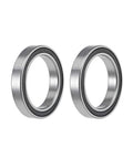 Deep groove sealed ball bearing 6806-2RS 30 mm ID x 42 mm OD x 7 mm width, pack of 2, displayed side by side, chrome steel material.