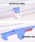 Close-up of foldable bed rail for elderly and adults, lightweight aluminum safety guard with no-fuss assembly mechanism.