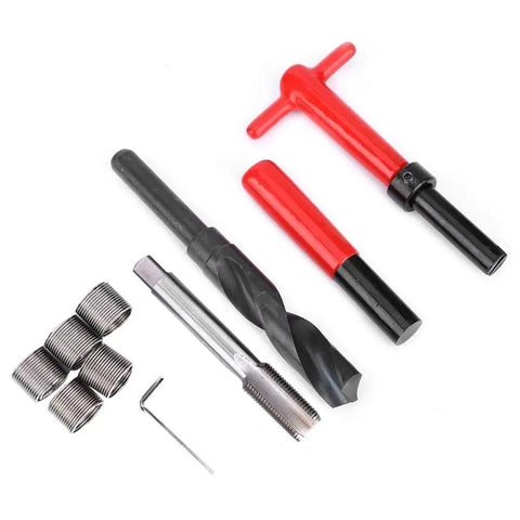 Heavy Duty Thread Repair Tool Kit 10Pcs M18x1.5mm Stainless Steel Twisted Drill Tap Wrench Threaded Insert Tap Insertion Tool