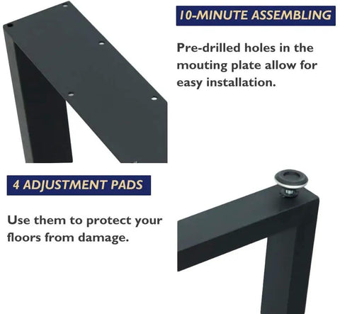 Rock Solid Heavy Duty 28 Inch Metal Dining Table Legs Set Of 4 With Adjustable Feet And X Frame Black Pre Drilled