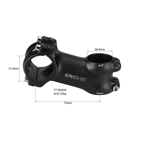 31.8mm Bike Stem 70mm 17 Degree Adjustable Riser For Mountain Road BMX Bikes Lightweight Aluminum with dimensions