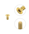 Top Shelf Precision Brass Flat Head Socket Cap Screws M2 X 4mm Inner Hex Drive Fasteners showing a gold colored screw with hex socket.