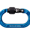 Blue Mini Aluminum Keylock Screw-Lok Carabiner for Throwline Setup and Gear Mounting, Non-PPE Use, 4kN Strength, Reinforced Oval Frame