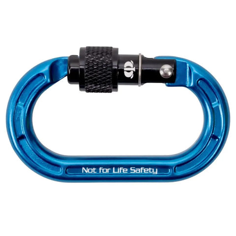 Blue Mini Aluminum Keylock Screw-Lok Carabiner for Throwline Setup and Gear Mounting, Non-PPE Use, 4kN Strength, Reinforced Oval Frame