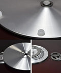 Round 360 Degree Rotating Turntable Heavy Duty Tempered Glass Lazy Susan metal base components closeup
