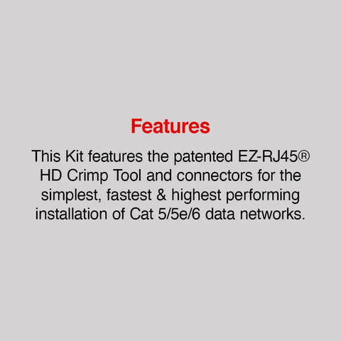 EZ RJ45 HD Basic Termination Kit With Crimp Tool And Cat5e Connectors In A Nylon Zip Case For Pros And DIYers, Fastest And Easiest Cable Termination, Includes Jacket Stripper, Worksite Ready