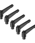 M8 Quick Release Push Button Ratchet Clamping Lever Five Piece Set Adjustable Female Threaded Handle with black finish