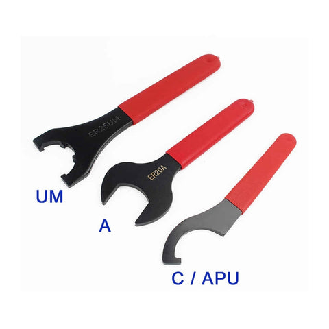 Heavy Duty Er25 Collet Chuck Key Wrench For Cnc Machining Centers And Milling Routers Durable Steel Build with red handles.