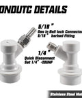 Ball Lock Keg Quick Connect Fittings With Swivel Nuts For 3/16 Inch Liquid Hose And 5/16 Inch Gas Hose, MFL Ball Lock Disconnects Set, Food Grade Material, Easy To Install And Clean, Perfect For Homebrew Corny Kegs. 5/16 gas and 1/4 MFL stainless fittings