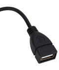 Close-up view of USB connector on Awesome 5W Solar Panel Charger for Home and Outdoor Security Cameras, black cable.