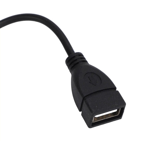 Close-up view of USB connector on Awesome 5W Solar Panel Charger for Home and Outdoor Security Cameras, black cable.