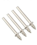 Four metal shank adapters for polishing tools, designed for use with Fifty Piece White Thirteen Millimeter Wool Felt Polishing Buffing Wheels.