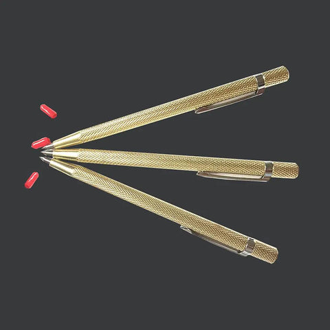 Two Pack Tough As Nails Tungsten Carbide Marker With Non Slip Knurled Handle Pro Grade Engraver Pen and red markers.