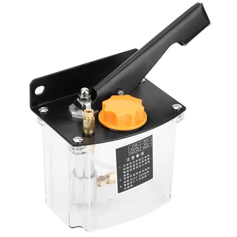 Right Hand Operated Manual Lubricating Pump 5R with 650 CC capacity for CNC machine tools, featuring 4 mm oil outlet diameter and orange cap