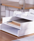 Must Have Three Layer Desk Organizer Set With Two File Trays And One Sundries Tray For Mail And Documents, Anti Static PS Material