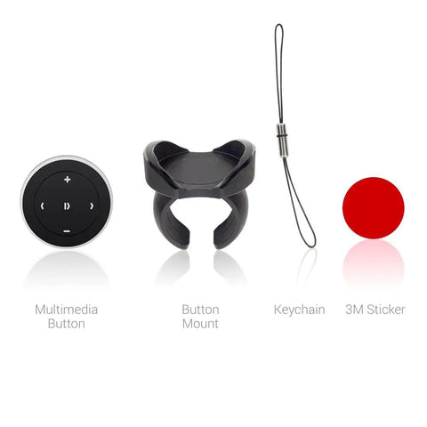 Bluetooth Media Button With Steering Wheel Mount For Cars And Bikes, Wireless Hands Free Play Pause, Skip Tracks, And Volume Control components