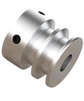 Heavy Duty Aluminum Alloy Double Groove Pulley 30mm OD 11mm Fixed Bore V Shape Wheel For Motor Shaft Drive Fits Six Millimeter One Quarter Inch