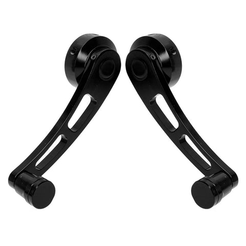 2 Pcs Window Handle And Window Riser Crank Winder Set For Classic Cars, Premium Alloy Material, Durable Black Finish, Front View