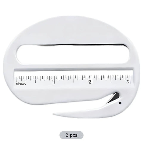 3 In 1 Letter Opener Tool Set With Magnifying Glass And Ruler White Two Pack Compact Mail Slitter for home office use, ruler detail