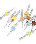 Ten Piece Tungsten Carbide Micro Drill Bit Set 0.1mm To 1.0mm For PCB Circuit Board Drilling arranged in a fan shape
