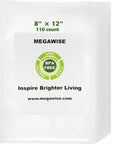 Heavy Duty Vacuum Sealer Bags 8x12 Inches 110 Count BPA Free with label showing BPA Free badge