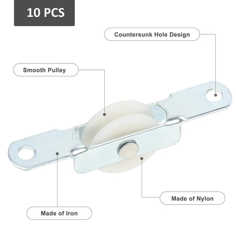 10 Pack Sliding Door Rollers With Premium Nylon Pulley Wheels Complete Replacement Kit For Screen Doors And Patio Closets showing nylon pulley and iron frame