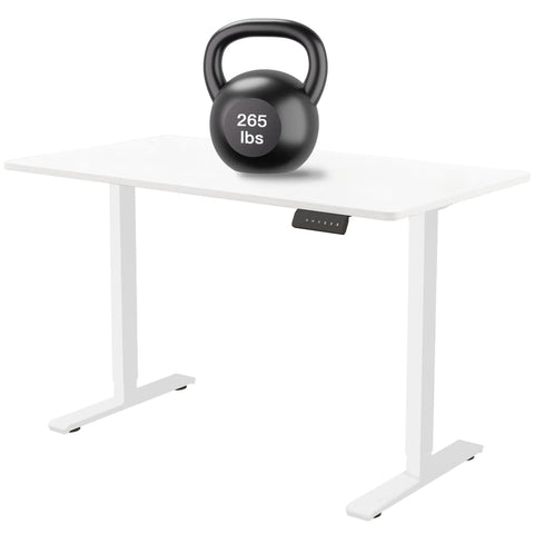 Dual Motor Standing Desk Frame with Cable Management Tray and Headphone Hook, Ergo Sit Stand Base for Home Office shown with weight