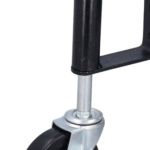 Close-up of 4 Inch Spring Loaded Wheel Caster Built To Last Heavy Duty Gate Accessory For Doors with steel bracket and ball bearings.