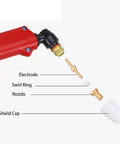 Grab Your 60-Piece Plasma Cutter Consumable Kit With PT31 Ceramic Nozzles For LG40 Torch showing electrode, shield cap, and swirl ring.