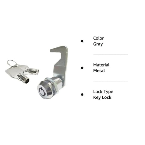 Five Eighths Inch Tubular Cam Lock With 90 Degree Hook Cam For Tool Box, Replacement Lock With Two Keys, KA Compatible, Metal