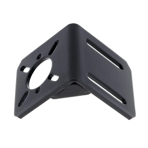 Universal motor mount bracket in black steel, L-type design