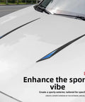 Premium TPU Protective Exterior Decals For Tesla Cybertruck Body Line Trims and Hood Graphics, showcasing sleek design on white hood.