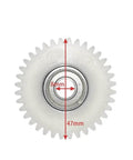 Hot Nylon 36 Tooth Planetary Gear For Bafang E Bike Motor 47.5mm Shaft, Heavy Duty 500W To 750W Hub Motor Upgrade Part That Slaps And Lasts. White nylon 36T gear with 47mm OD and 8mm bore, shown front view.