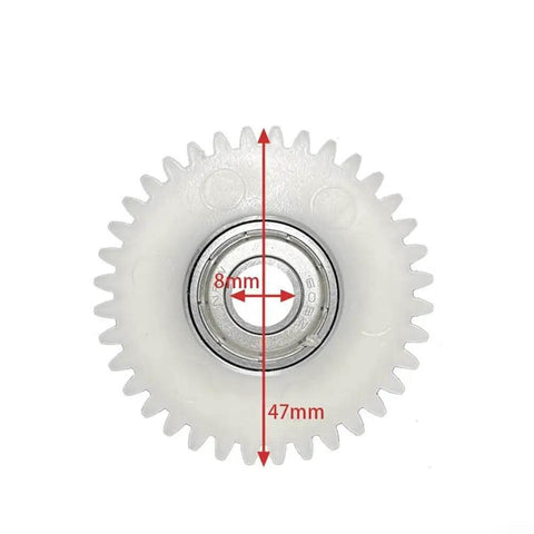 Hot Nylon 36 Tooth Planetary Gear For Bafang E Bike Motor 47.5mm Shaft, Heavy Duty 500W To 750W Hub Motor Upgrade Part That Slaps And Lasts. White nylon 36T gear with 47mm OD and 8mm bore, shown front view.