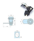 Mini Cabinet Lock With Tubular Cam Mechanism, Rugged Zinc Alloy Latch for Secure Closure shown with detailed dimensions.