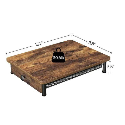 Compact Coffee Pod Drawer Holder With 35 Capsule Capacity For K Cup Storage And Sliding Mesh Basket Organizer For Home Office And Kitchen Countertop Rustic Brown shown with dimensions