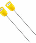 2-pack Long Stem Soil Moisture Meter For Deep Readings with yellow gauges and long metal probes, shown side by side