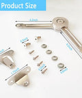 2 Pack Soft Close Toy Box Hinges with Heavy Duty Lid Support and Adjustable Tension components with measurements in inches