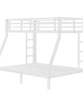 Heavy Duty Twin Over Full Metal Bunk Bed With Dual Ladders Rock Solid Steel Construction White Finish side view showing dual ladders.