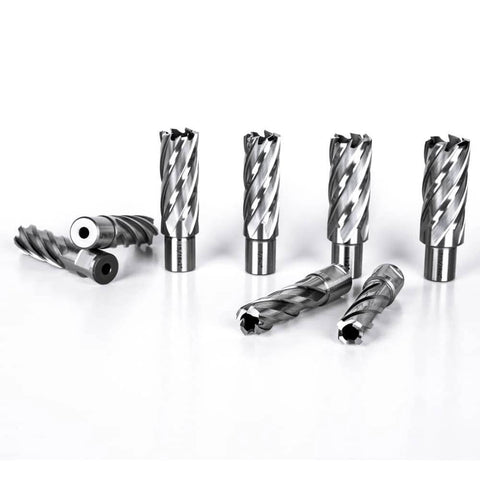Oscarbide 13-piece annular cutter set, 2-in depth, Weldon 3/4-in shank, diameters 7/16–1-1/16 in, for magnetic drill.
