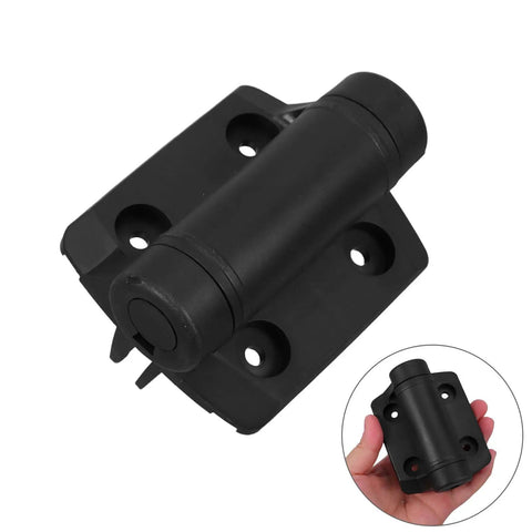 Self Closing Gate Hinges With Spring Loaded Mechanism Adjustable Nylon Heavy Duty Gate Hardware Tough As Nails Built To Last Wear Resistant Fence Hinge Kit For Residential Fences Corrosion Resistant Easy Install Two Pack, black hinge