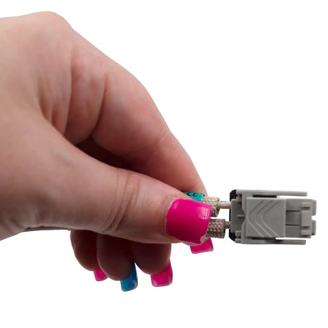 Person holding WB13X25633 Glowbar Gas Range Igniter Replacement Model Specific Not Universal, beige connector close-up.