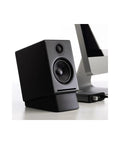 Metal Desk Speaker Stands Pair For Desktop And Bookshelf Speakers With Fifteen Degree Tilt To Boost Soundstage By Twenty Percent