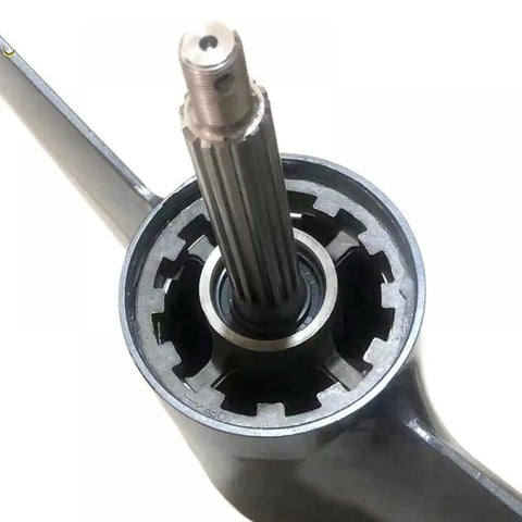 Straight Shot Outboard Engine Lower Unit Assembly With Long Drive Shaft for 2 Stroke 85HP showing internal gear details.