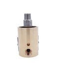 Beefy High Temperature Rotary Union Swivel Joint With Right And Left Hand Threads Three Eighths Inch Brass Fitting 50C To 120C Unidirectional Design For Rotating Equipment And Stationary Supply Lines, brass rotary union with threaded ports