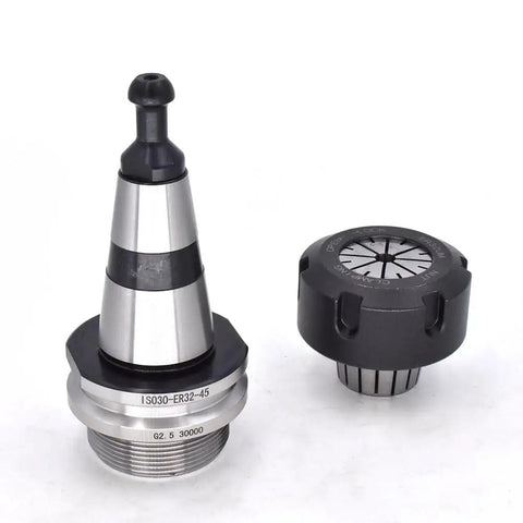 Pro Level ISO30 ER32 Collet Chuck Tool Holder For CNC Milling And Woodworking Machinist 45mm Grip Length with tightening hardware.