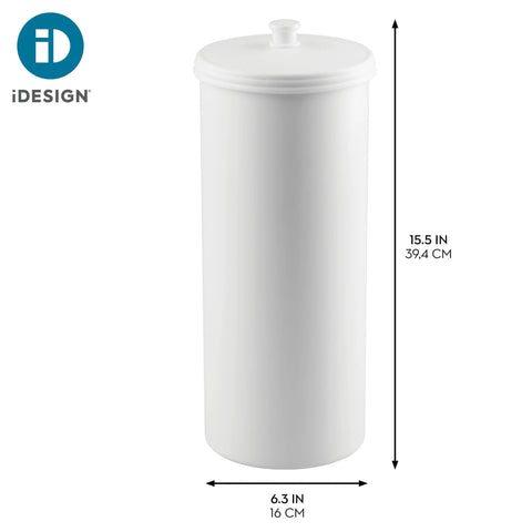 Freestanding Toilet Paper Storage Holder With Lid For 3 Extra Rolls White Floor Stand Organizer For Bathroom, 15.5x6.3 inches