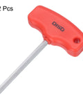 Two Pack 5mm T Handle Hex Key Wrench Set, Long Arm Inner Hex T Key Wrenches For Automotive And Home Repair, S2 Steel With Chrome Finish, 70mm Shaft, 102mm Overall, Ergonomic Grip, red 5mm T-handle hex key with long arm, 2 pcs