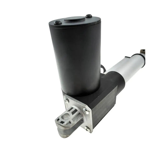 High Performance Built Tough 24V Dc Linear Actuator Delivering 6000N Of Smooth Power Perfect For Sofa Recliner Lift Projects And Smart Home Automations With Quick Setup close-up view showcasing the motor and metal casing.